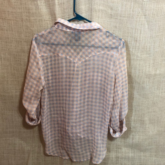 Light pink and blue button up shirt! - Picture 3 of 5